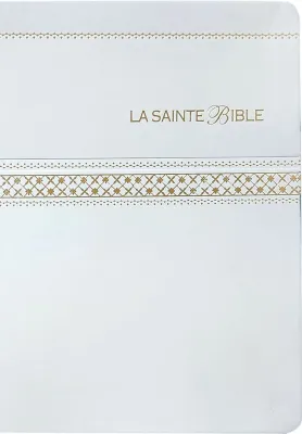 Bible Segond 1910 souple similicuir blanc tranche or - parole de Jésus en rouge