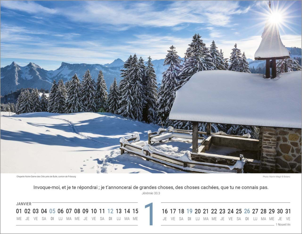 Calendrier Paysages Suisses - français