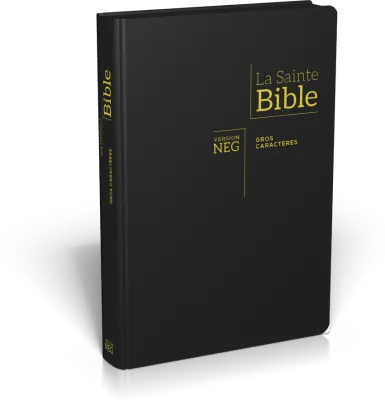 Bible NEG gros caractères - fibrocuir noir ferm. éclair tranche or onglets