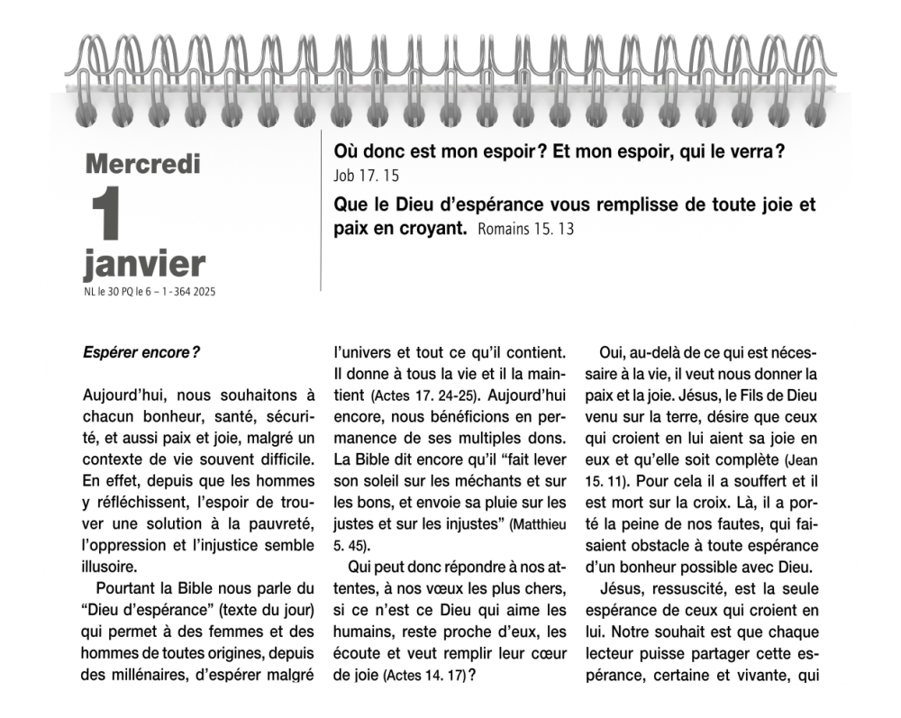 Calendrier Bonne Semence Français A4 - Gros caractères