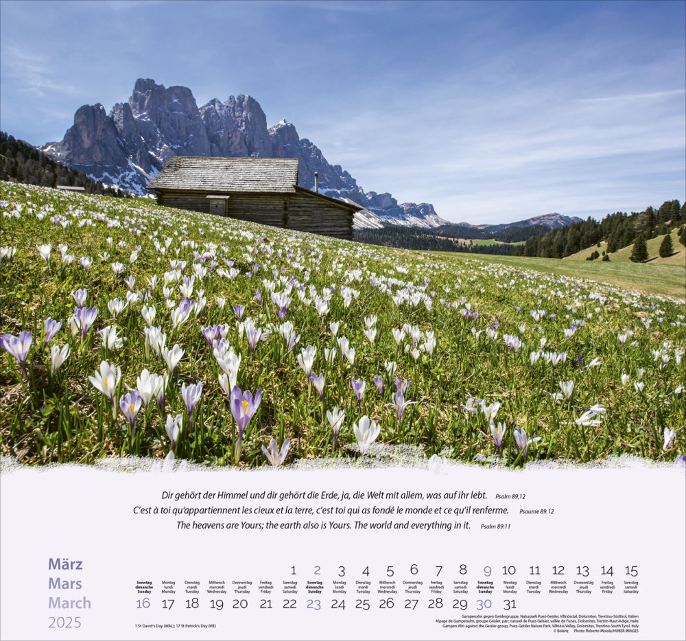 Calendrier Montagnes - trilingue, poster mural