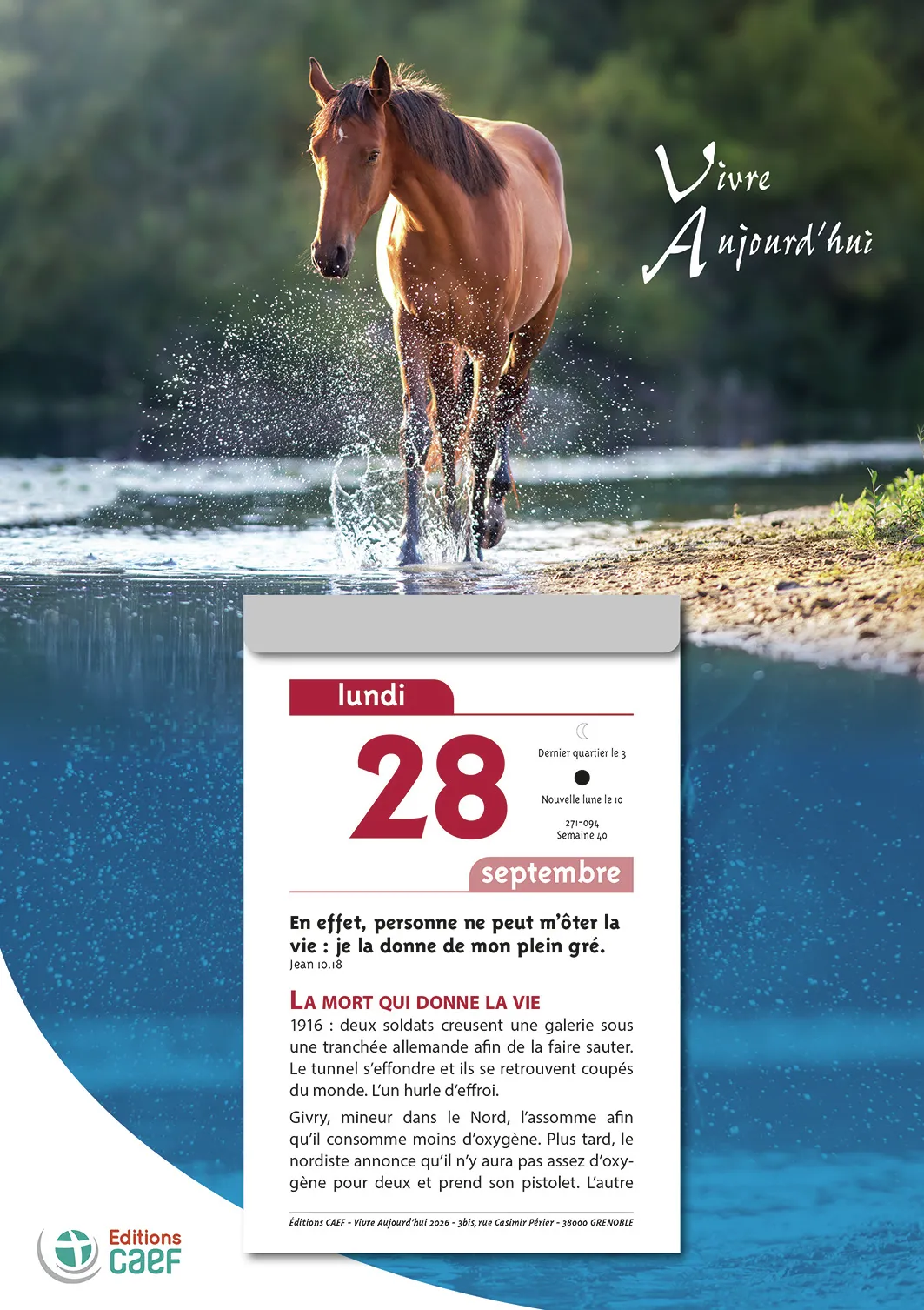Calendrier Vivre Aujourd'hui - bloc à effeuiller, grande plaque