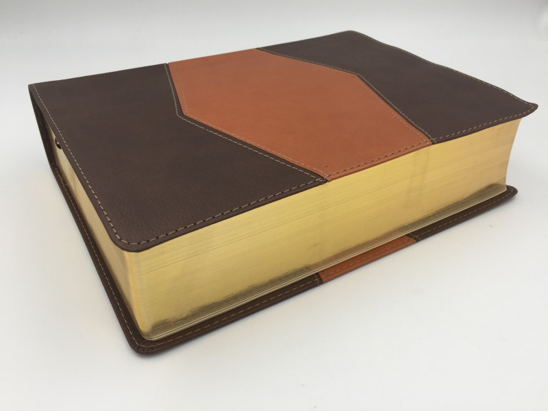 Espagnol, Bible d'étude RVR 1960 simili cuir, onglets, bicolore chocolat/terracotta