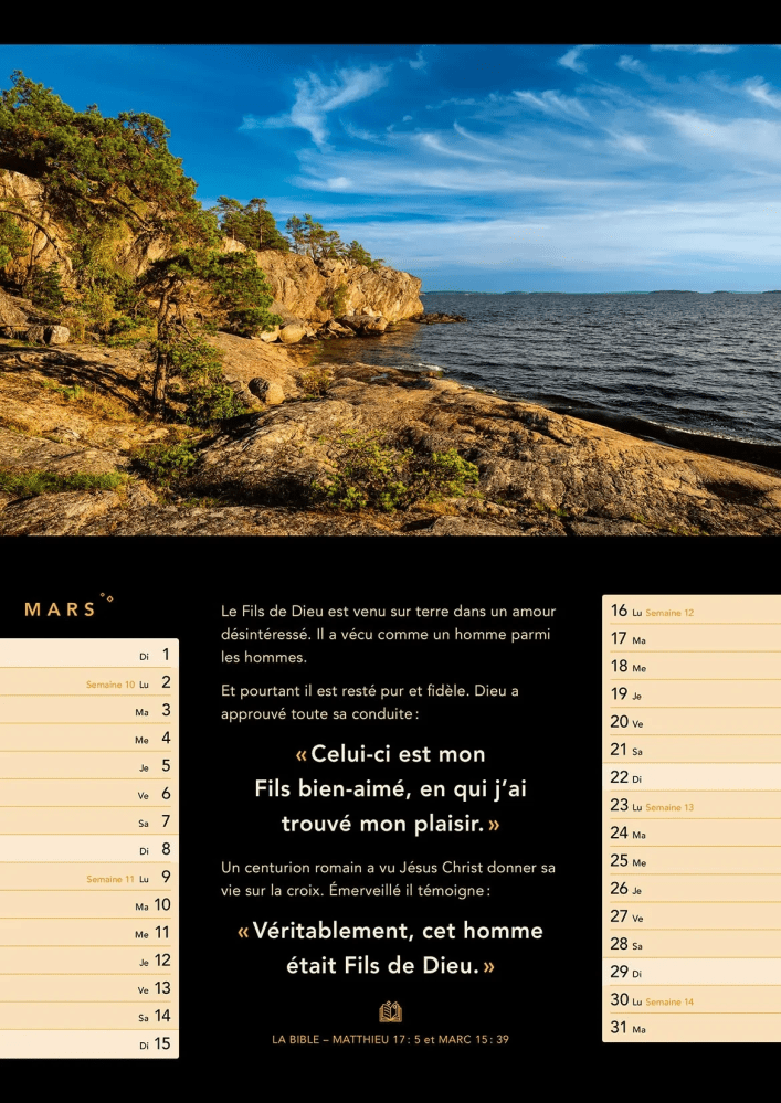 Calendrier Lumière de vie - Français