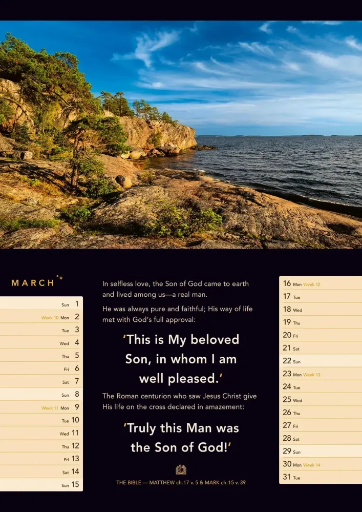 Calendrier Lumière de vie - Anglais