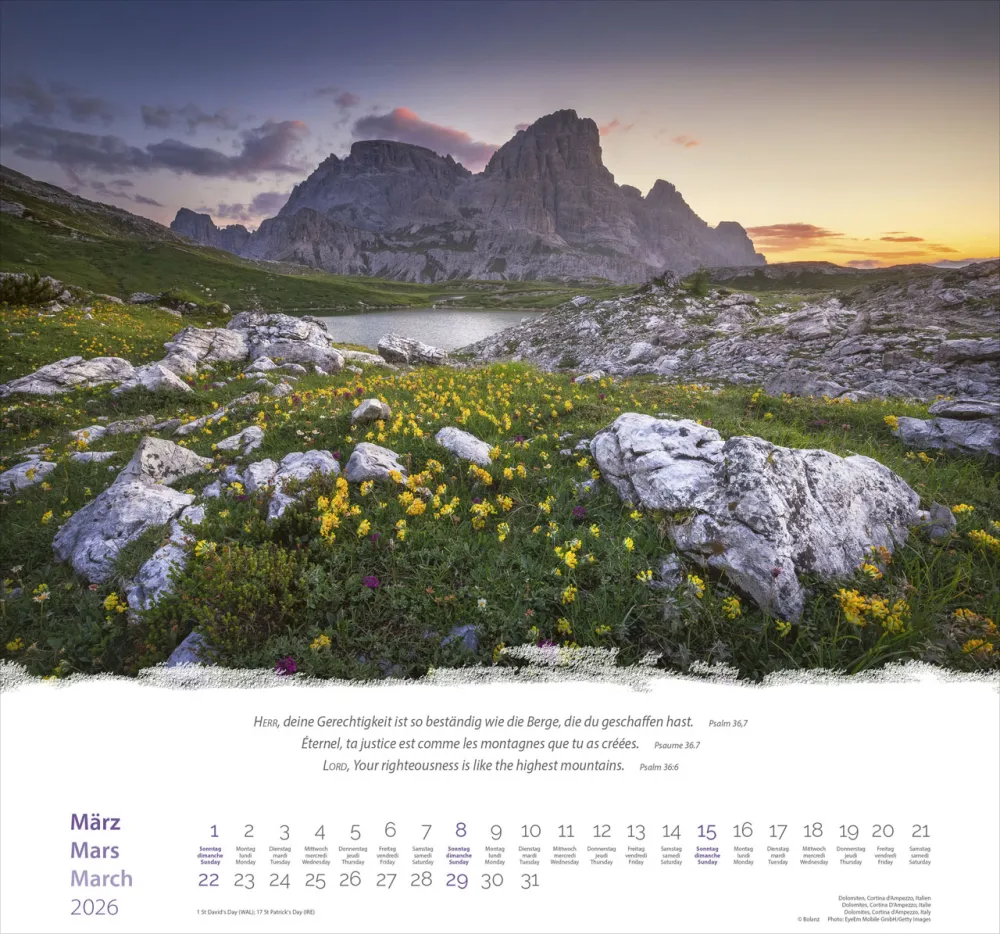 Calendrier Montagnes - trilingue, poster mural