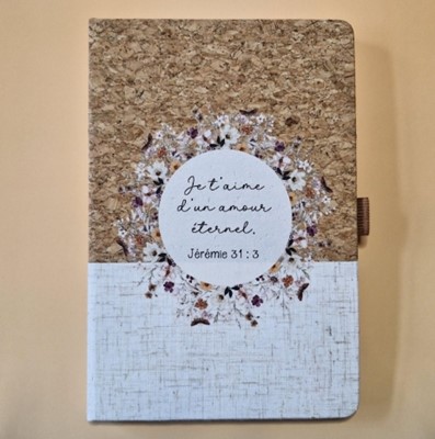 Carnet A5 rigide, liège et toile blanc écru Jr 31.3