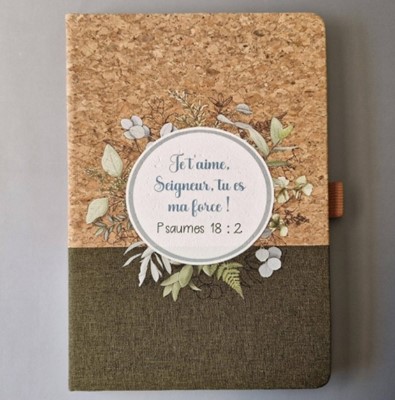 Carnet A5 rigide, liège et toile kaki Ps 18.2