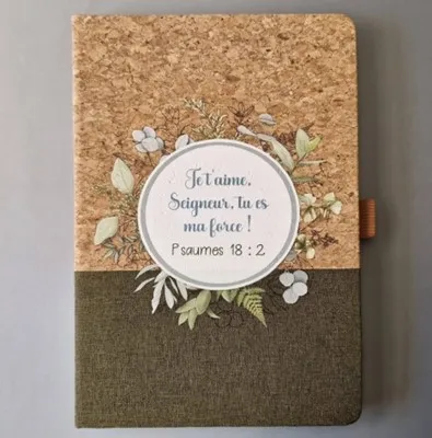 Carnet A5 rigide, liège et toile kaki Ps 18.2