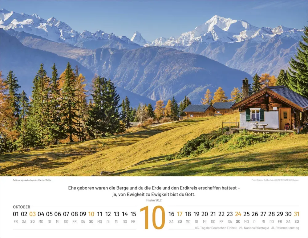 Calendrier Paysages Suisses - français