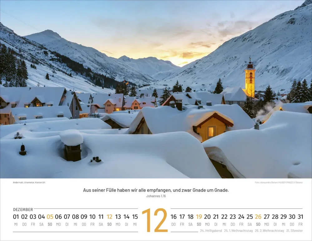 Calendrier Paysages Suisses - français