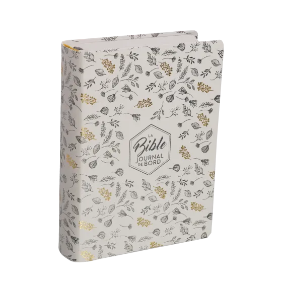 Bible Segond 21 Journal de bord - couverture souple toilée blanc avec motifs dorés