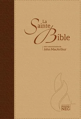Bible NEG MacArthur - duo marron et beige - souple, toile, tranche or