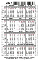 Calendrier format carte de crédit - Paysage