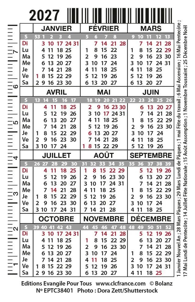 Calendrier format carte de crédit - Chien