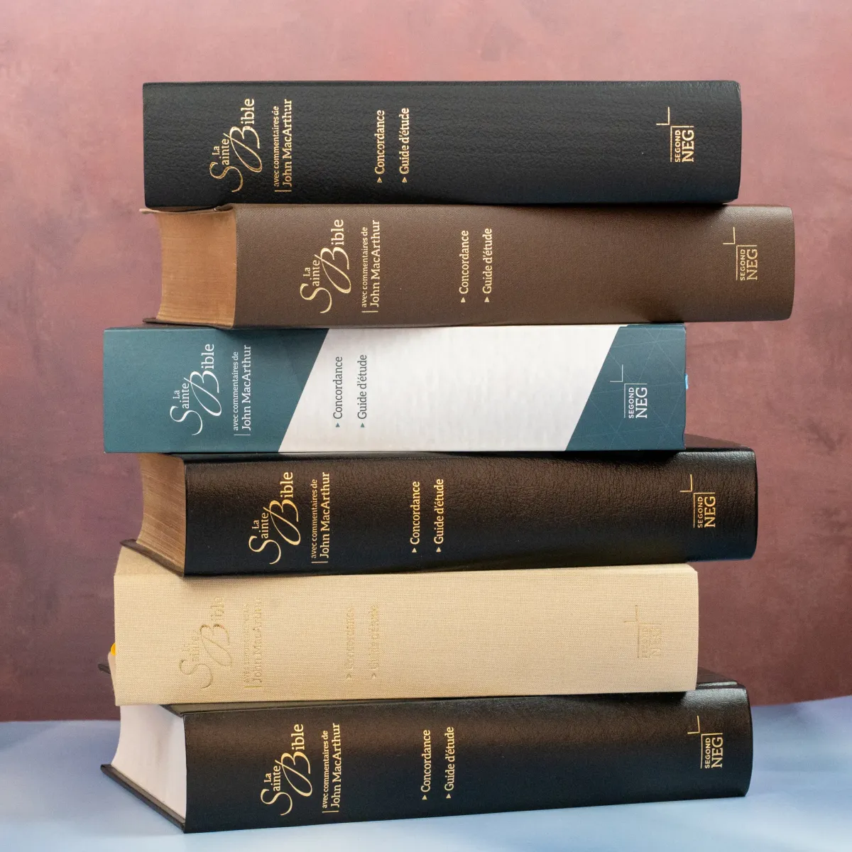 Bible NEG MacArthur - duo marron et beige - souple, toile, tranche or