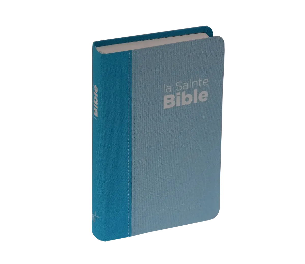 Bible Segond NEG compact, couverture souple, toile duo bleu lagon/bleu ciel