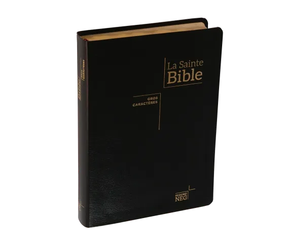 Bible NEG gros caractères souple fibrocuir noir tranche or onglets