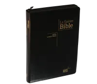 Bible NEG gros caractères - fibrocuir noir ferm. éclair tranche or onglets