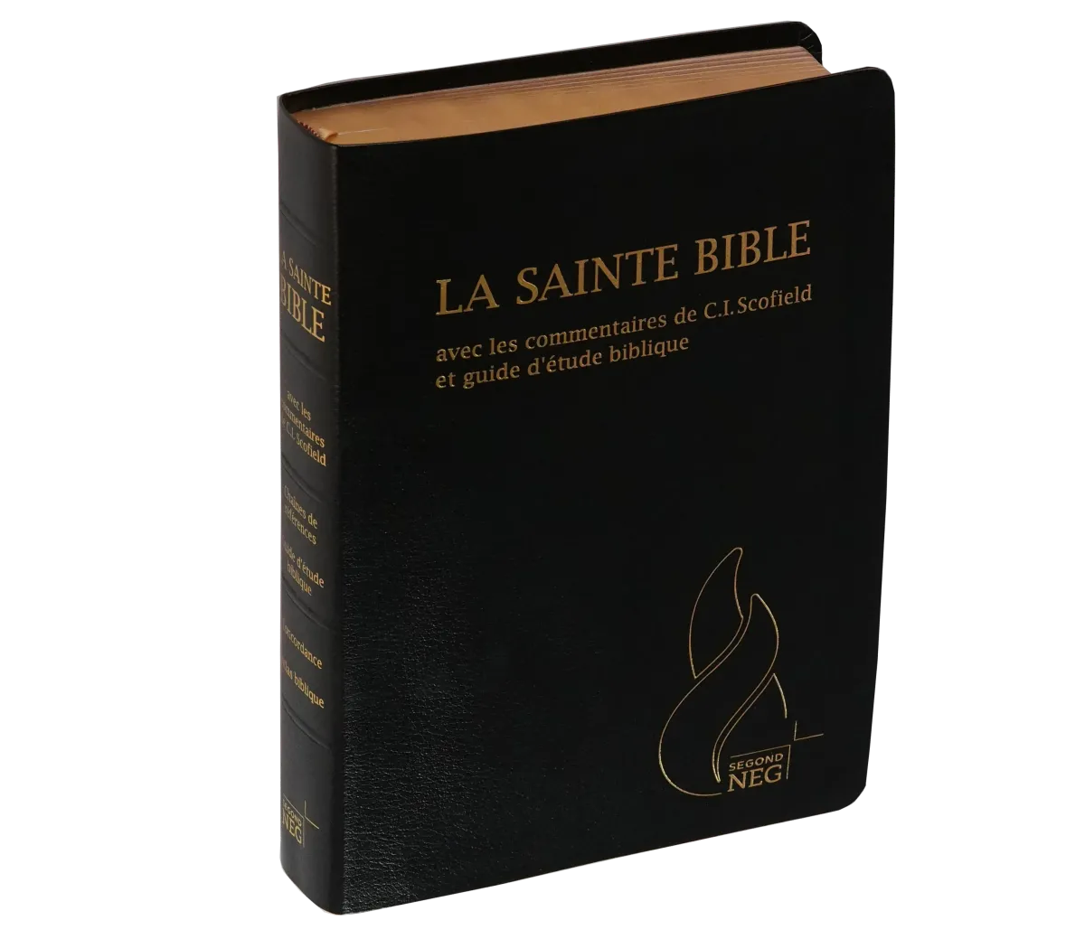 Bible NEG Scofield - fibrocuir noir tranche or onglets - Nouvelle édition