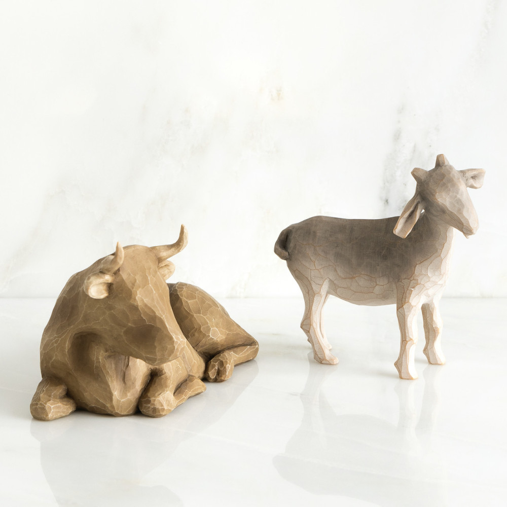 Ox And Goat for the Nativity (Noël) - 2 figurines - résine