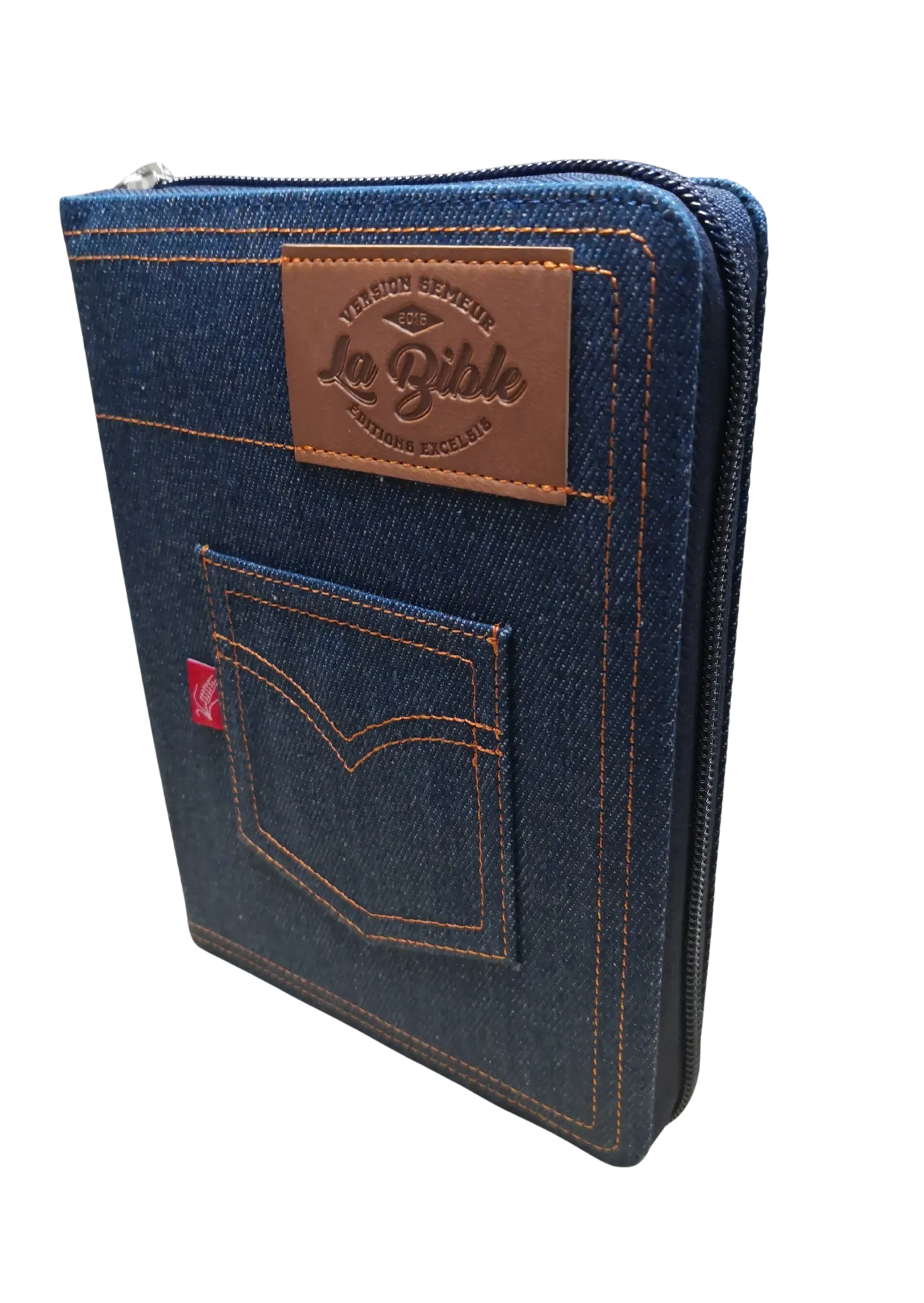 Bible Semeur 2015, couverture jeans souple bleue, avec zip, tranche blanche