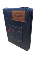 Bible Semeur 2015, couverture jeans souple bleue, avec zip, tranche blanche