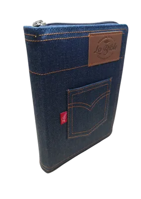 Bible Semeur 2015, couverture jeans souple bleue, avec zip, tranche blanche