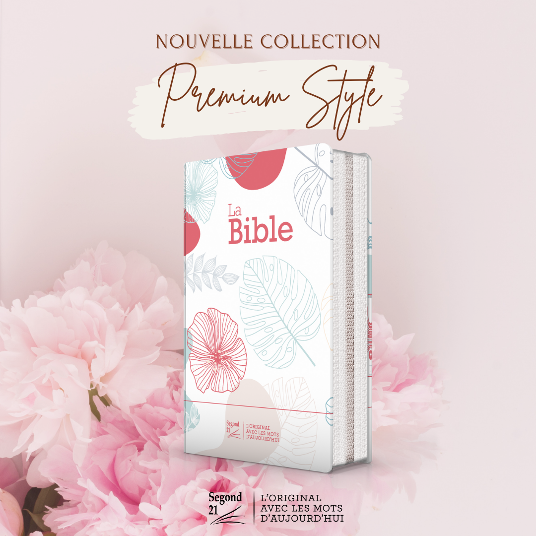 Bible Segond 21 compacte (premium style) - couverture souple toilée motif fleuri, avec fermeture éc