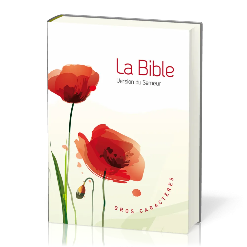 Bible du semeur, gros caractères, semi-souple, textile coquelicots