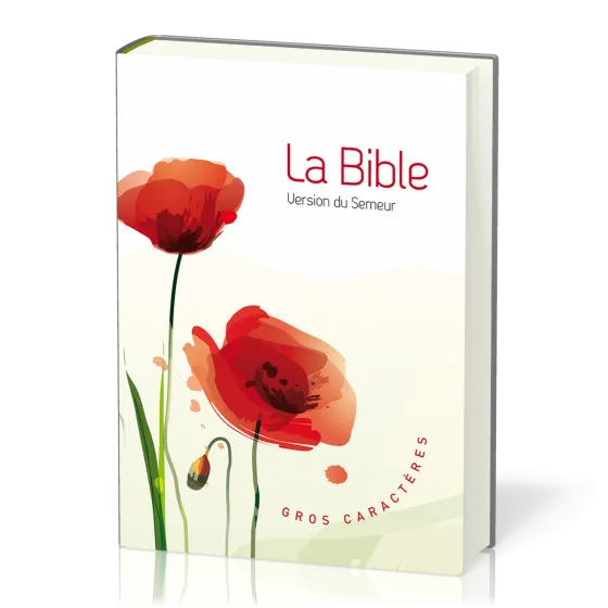 Bible du semeur, gros caractères, semi-souple, textile coquelicots