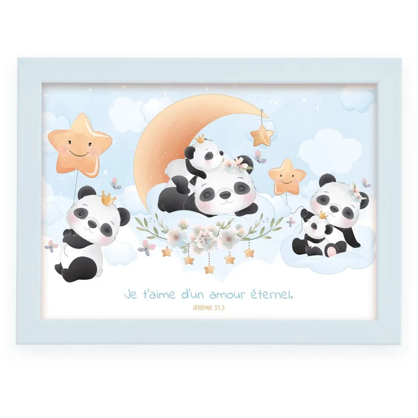 Tableau panda "Je t'aime d'un amour éternel"