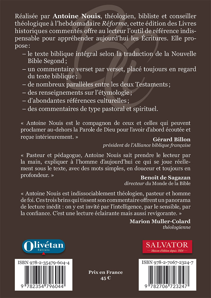 Bible (La) AT-2 - Les livres historiques - commentaire intégral verset par verset