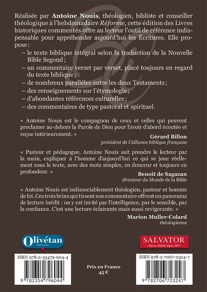 Bible (La) AT-2 - Les livres historiques - commentaire intégral verset par verset